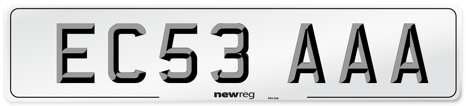EC53 AAA Number Plate from New Reg